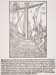 Merchant Vessel in a Storm, Facsimile of a Woodcut in 